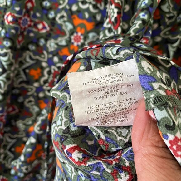 Takara Women Top Multi Cold Shoulder Layered Flowy Sleeve Keyhole Back Size L - Picture 10 of 10